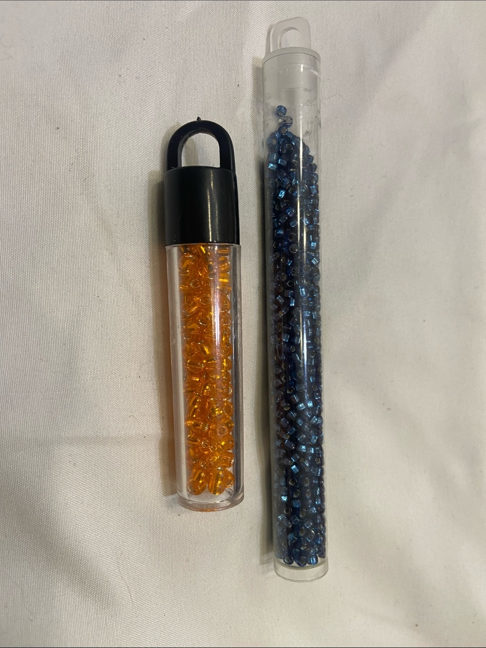 Iridescent White, Blue, and Amber Glass Seed Beads - Three Colors - Picture 2 of 3